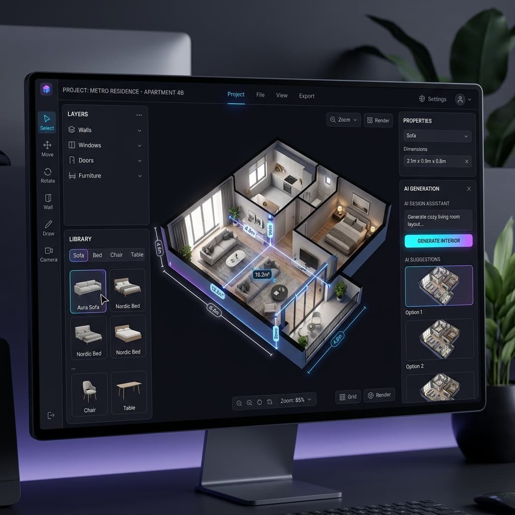 Amaippu 3D Layout Editor Mockup